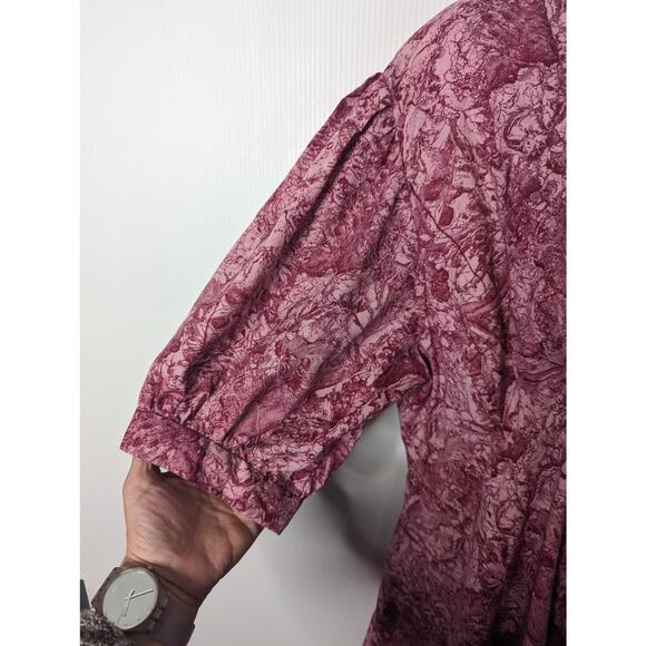 Vintage 80's Vogue Designer Original Midi Dress Pink Button Front Prairie Puff - Picture 5 of 11